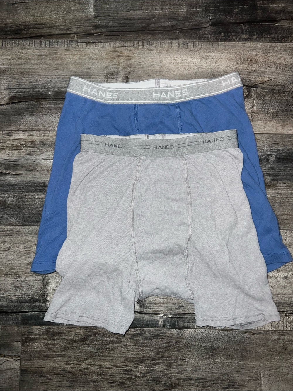Hanes Men's 2 Boxer Briefs - Blue & Light Gray